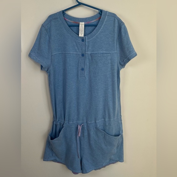 Ivivva Girls Youth Size 14 Blue Short Sleeve Drawstring Romper Athleisure Soft - Picture 5 of 7